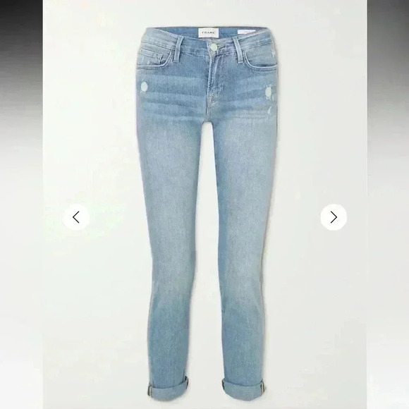 NWT FRAME Denim Le Garcon cropped slim boyfriend organic jeans Humphrey Rips 28 - Picture 1 of 10